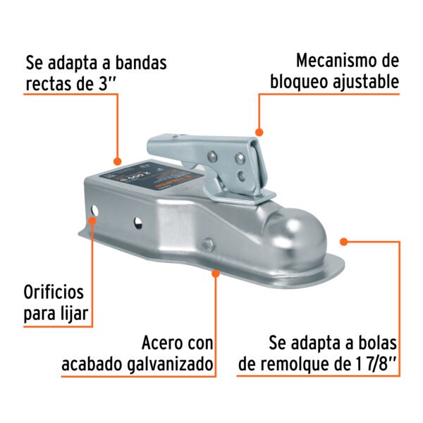Acoplador para Remolque, para bola de 2"