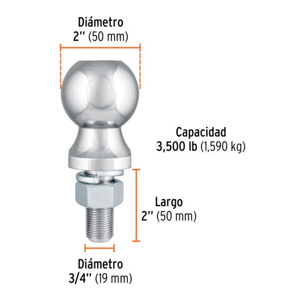 Bola de Arrastre para Remolque, 2", 3500 lb