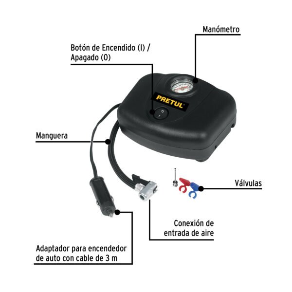 Compresor de Aire Portátil para Auto, 12V