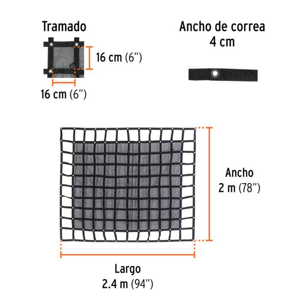Red de carga 2.44 m x 2.05 m para camioneta, 3.5 Ton
