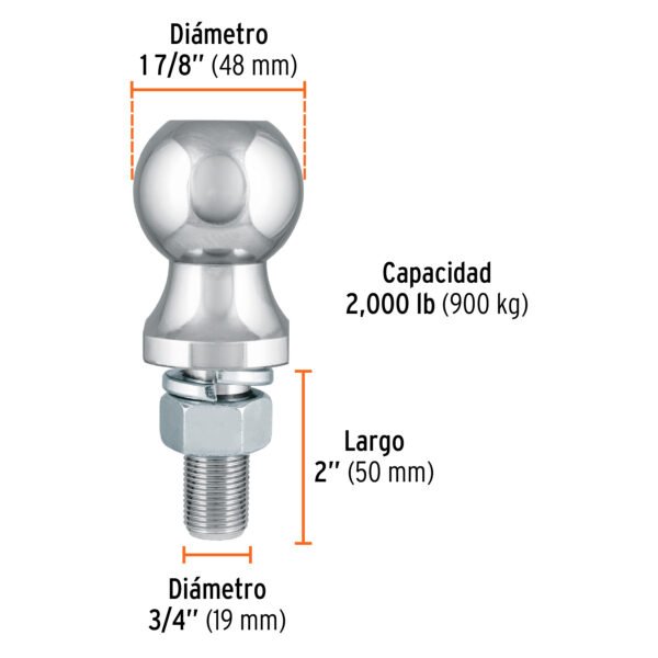 Bola de Arrastre para Remolque, 1-7/8", 2000 lb