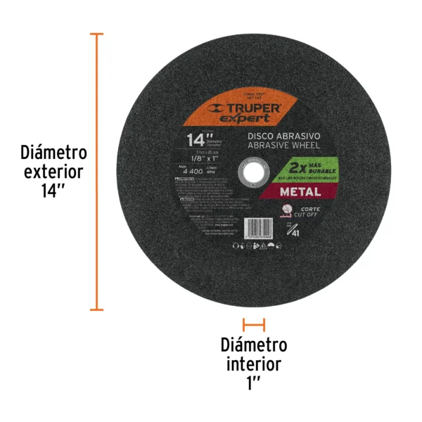 Disco Tipo 41 de 14" x 3.4 mm para corte de metal