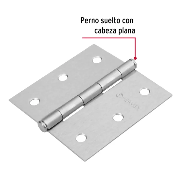 Bisagra cuadrada 3", satinado, cabeza plana