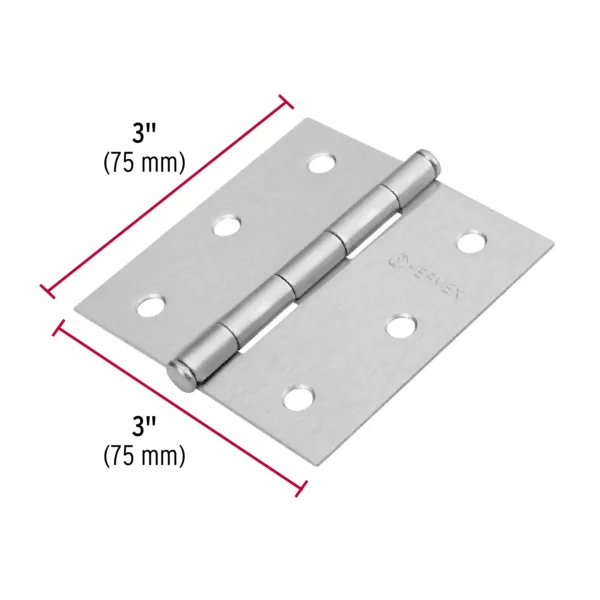 Bisagra cuadrada 3", satinado, cabeza plana