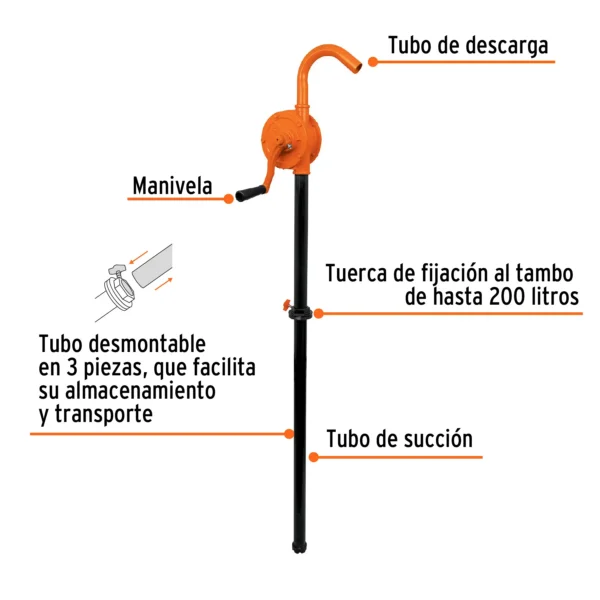 Bomba extractora de aceites con manivela