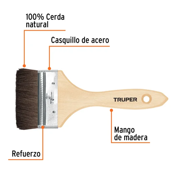 Brocha pelo de camello de 3" con mango de madera