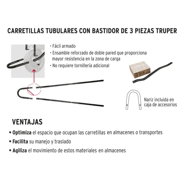 Carretilla 4.75 ft3 Neumática, bastidor tubular