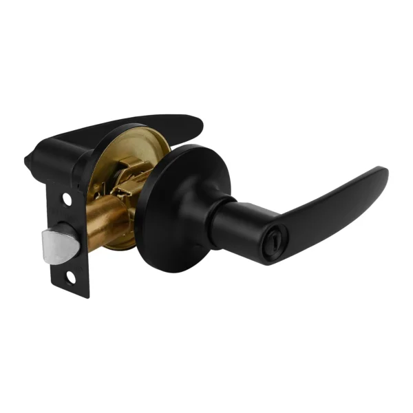 Cerradura de manija "Turín" p/baño, negro, cilindro latón