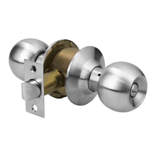 Cerradura tipo esfera para baño, cromo mate
