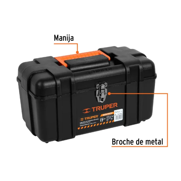 Caja para herramienta de 17" industrial, broches metálicos (43 cm)