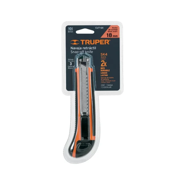 Cutter 18 mm profesional con alma metálica y grip