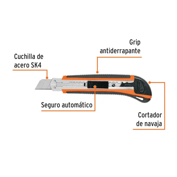 Cutter 18 mm profesional con alma metálica y grip