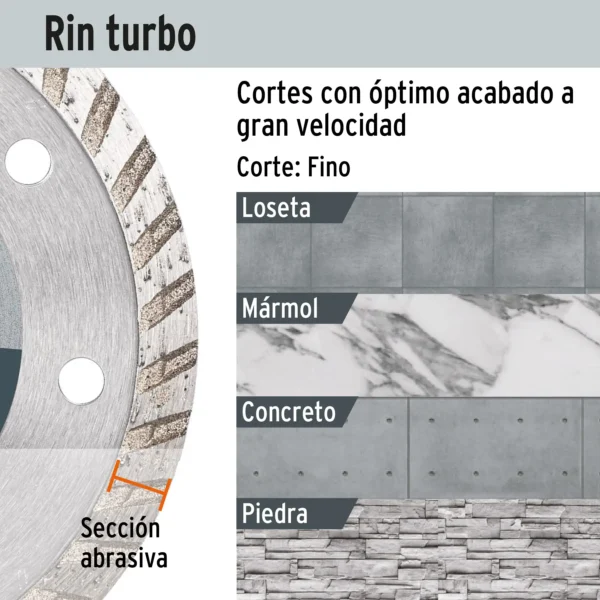 Disco de diamante de 4-1/2" x 2.2 mm, rin turbo (11 cm)