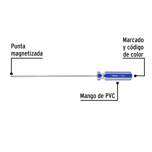 Desarmador de cruz 1/8" x 6" mango de PVC