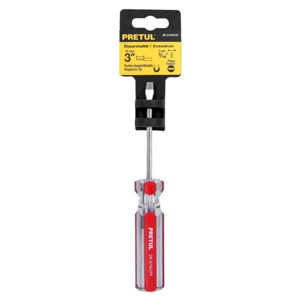 Desarmador plano 3/16 x 3" mango de PVC