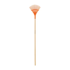 Escoba metálica para jardín, curva, 15 dientes, mango 48"