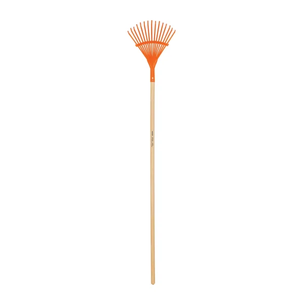 Escoba metálica para jardín, curva, 15 dientes, mango 48"