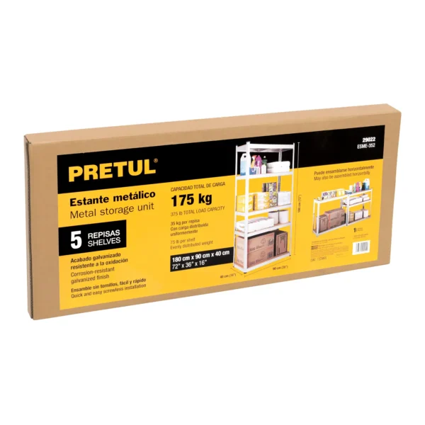 Estante metálico 5 repisas MDF cap. 35 Kg, 180x40x90