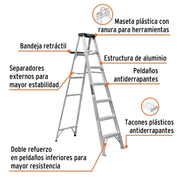 Escalera de tijera tipo III 6 escalones y bandeja