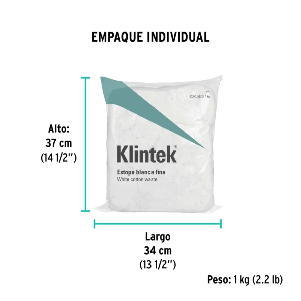 Bolsa de 1 kg de estopa extra fina, color blanco