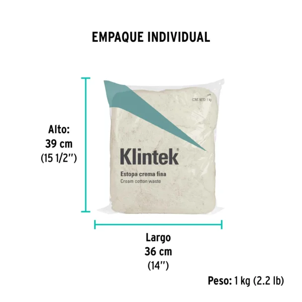 Bolsa de 1 kg de estopa extra fina, color crema