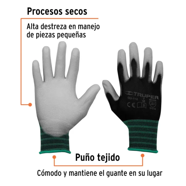 Guantes de nylon recubiertos de poliuretano, M