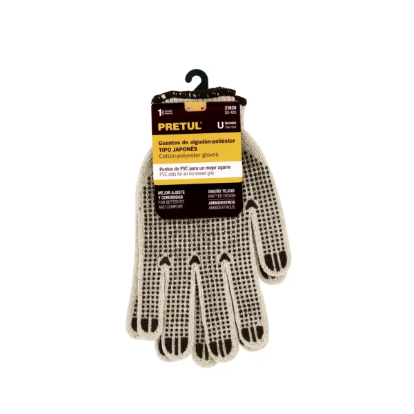 Guantes de algodón con puntos de PVC en palma y dorso