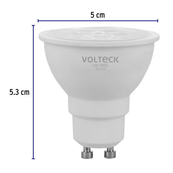 Lámpara de LED 6 W tipo MR 16 base GU10 luz cálida, blíster