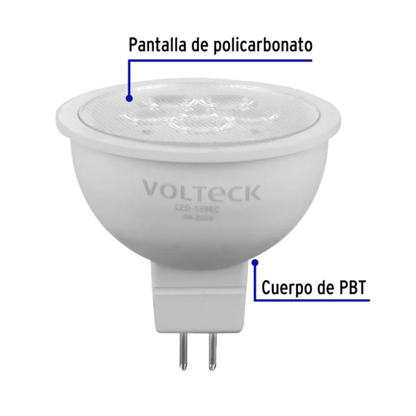 Lámpara de LED 6 W tipo MR 16 base GU5.3 luz cálida, blíster