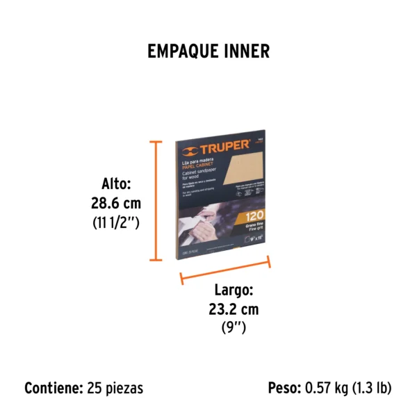 Lija para madera papel cabinet, grano 120