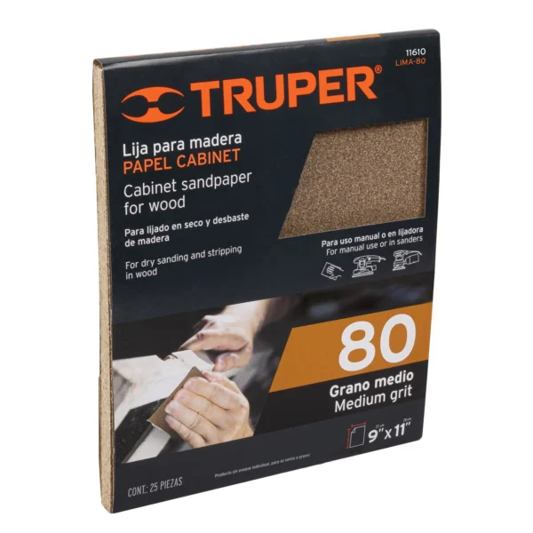 Lija para madera papel cabinet, grano 80