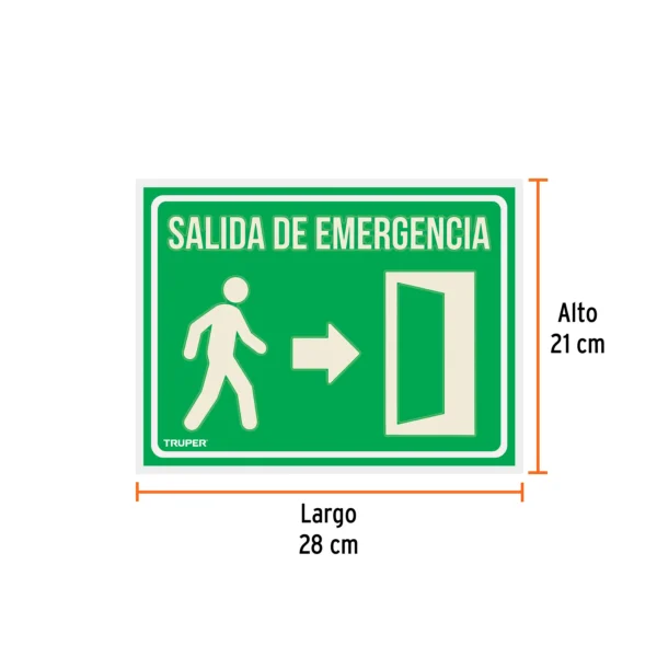 Letrero de señalización "SALIDA DE EMERGENCIA", 21 x 28 cm