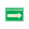 Letrero de señalización "RUTA EVACUACIÓN DERECHA", 21 x 28 cm