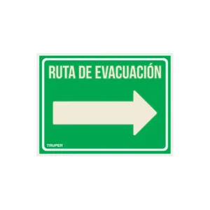 Letrero de señalización "RUTA EVACUACIÓN DERECHA", 21 x 28 cm