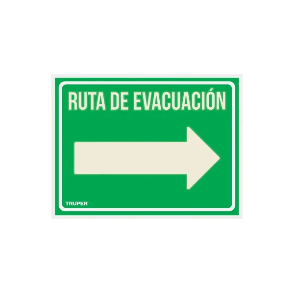 Letrero de señalización "RUTA EVACUACIÓN DERECHA", 21 x 28 cm