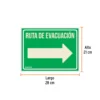 Letrero de señalización "RUTA EVACUACIÓN DERECHA", 21 x 28 cm
