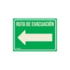 Letrero de señalización "RUTA EVACUACIÓN IZQUIERDA", 21x28 cm