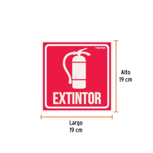 Letrero de señalización "EXTINTOR", 19 x 19 cm