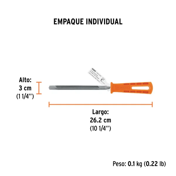Lima triángulo pesado 6", 34 dpp, con mango (15 cm)