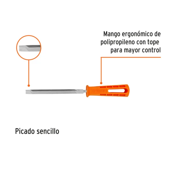 Lima triángulo pesado 6", 34 dpp, con mango (15 cm)