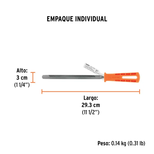 Lima triángulo pesado 7", 34 dpp, con mango (18 cm)