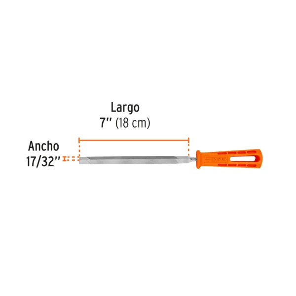 Lima triángulo pesado 7", 34 dpp, con mango (18 cm)