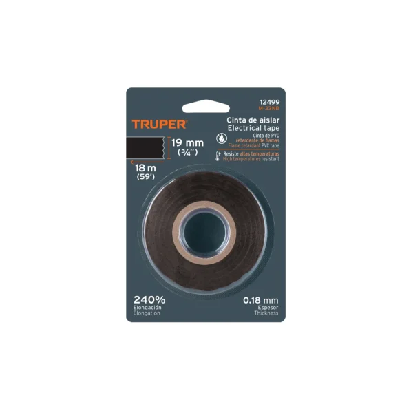 Cinta de aislar de 18 m x 19 mm, negra en blíster