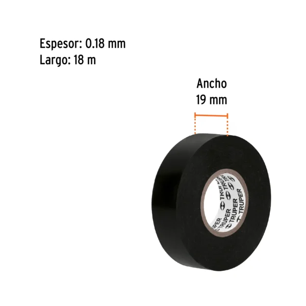 Cinta de aislar de 18 m x 19 mm, negra en blíster