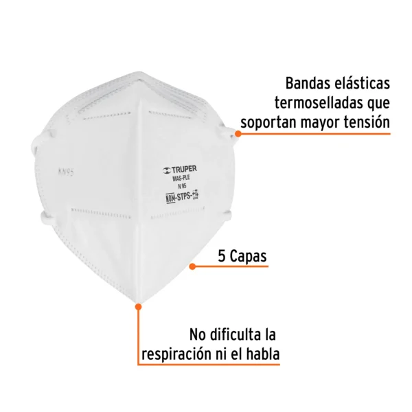 Respirador plegable N95, para polvos y partículas