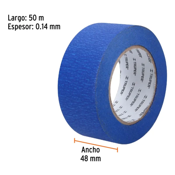 Cinta masking tape azul de 2" x 50 m para pintor