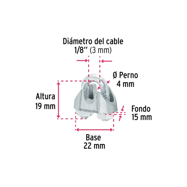 Blíster c/2 nudos (perros) de hierro p/cable de 1/8"