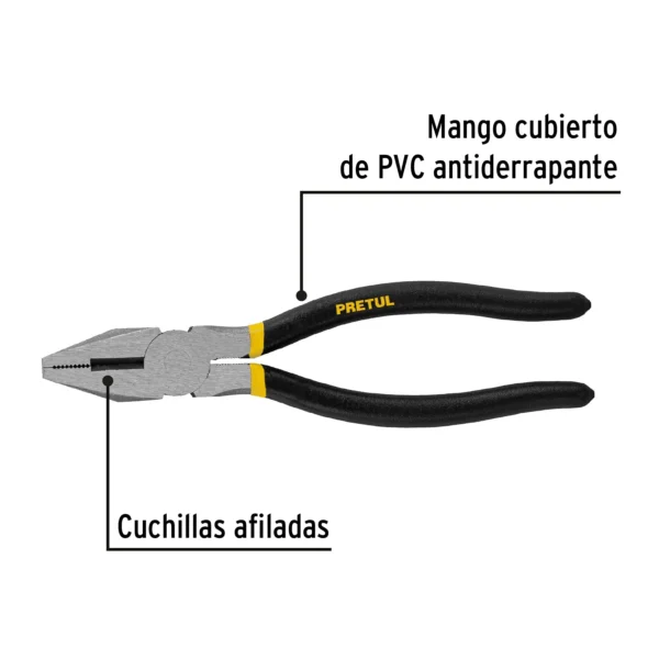 Pinza para electricista 8" mango de PVC