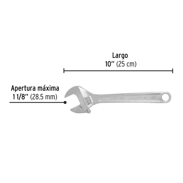 Llave ajustable (perico) 10" cromada (25 cm)