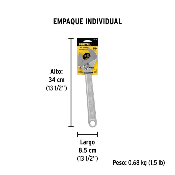 Llave ajustable (perico) 12" cromada (30 cm)